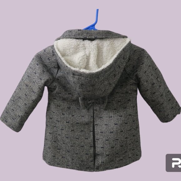 Osh Kosh B'Gosh style B216js1-sa kids peacoat jacket hoodie bow in back metallic - Picture 6 of 11